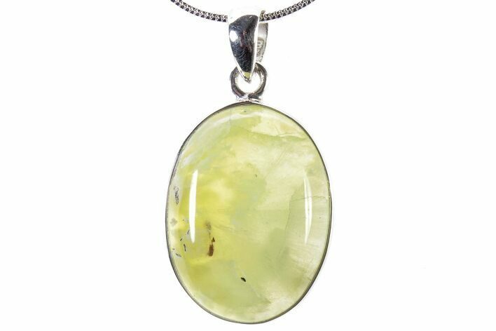 Polished Green Prehnite Pendant - Sterling Silver #321586